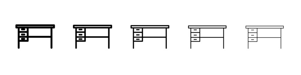 desk icon flat illustration set logo