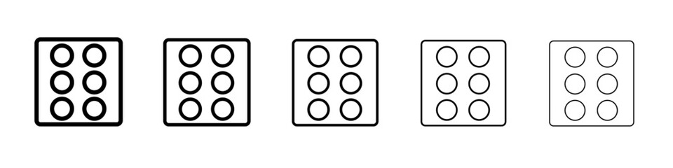 Dice Six Icon flat illustration set logo