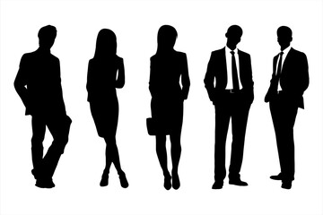 Male and Female Silhouettes Vector in Monochrome.