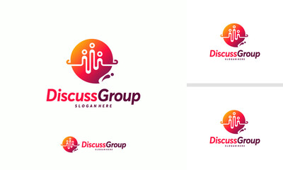 Discussion Group logo template, Consult Forum logo template, People and Consult logo designs vector illustration