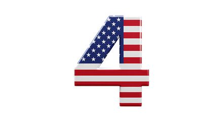 Patriotic Number Four American Flag Design Graphic