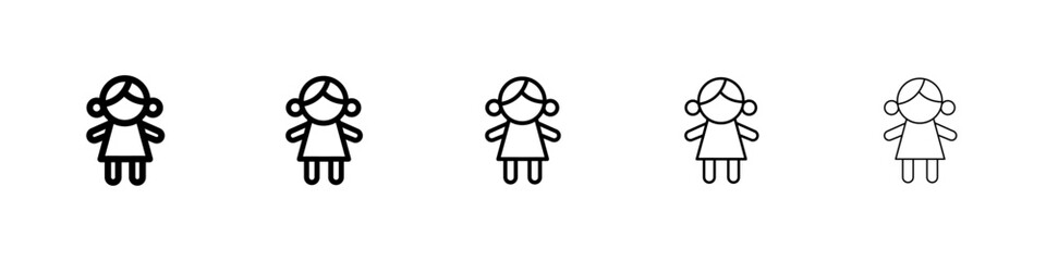 Doll icon flat illustration set logo