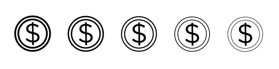 Dollar icon flat illustration set logo
