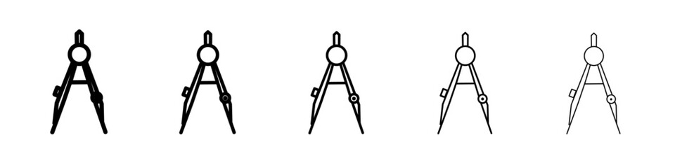 drawing compass icon flat illustration set logo