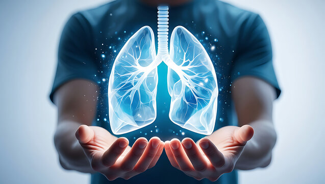 Radiograph on dark background in hospital.The x-ray used for diagnosis of the illness of patient.Medical concept.Blue tone xray show mass at left lung with	