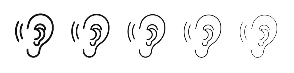 Ear icon flat illustration set logo