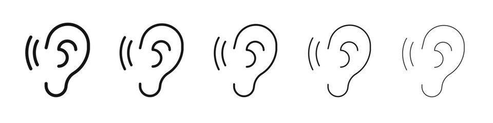 Ear icon flat illustration set logo