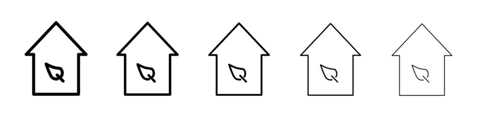 Eco home icon flat illustration set logo