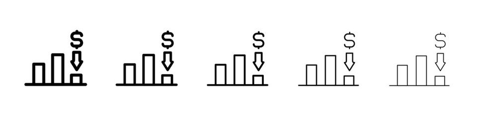 Economic Loss icon flat illustration set logo