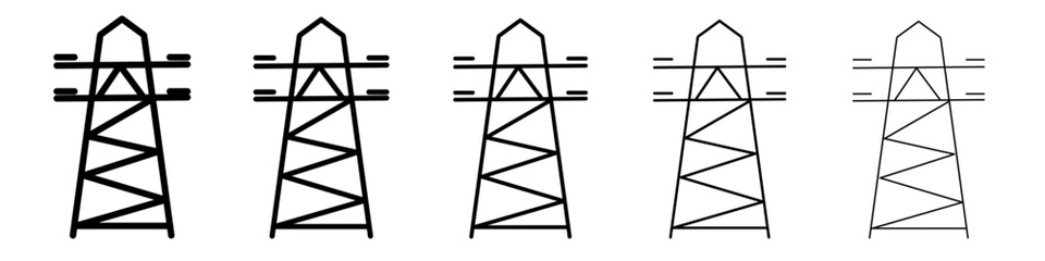 electrical energy tower icon flat illustration set logo