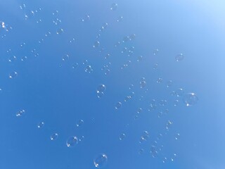 picture bubbles in the sky, on a sunny day.