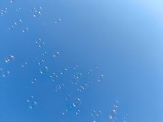 picture bubbles in the sky, on a sunny day.