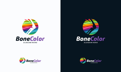 Colorful Bone logo vector, Knee logo designs template, design concept, logo, logotype element for template