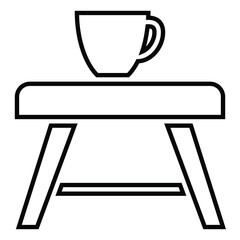 coffee table line icon design. coffee table thin black outline symbol vector illustration. editable stroke icon on transparent background.