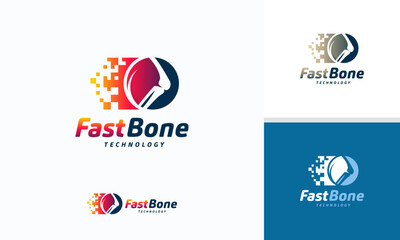 Fast Bone logo designs concept vector, Pixel Bone logo symbol, Knee Tech logo icon