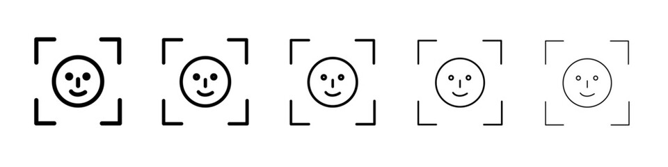 Face id icon flat illustration set logo