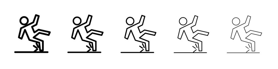 fall accident icon flat illustration set logo