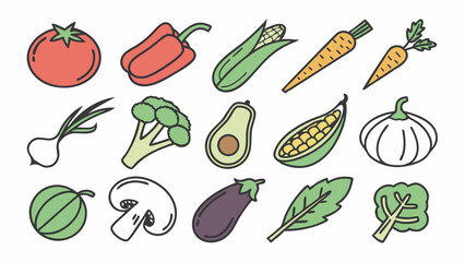 Organic Veggie Clipart Set