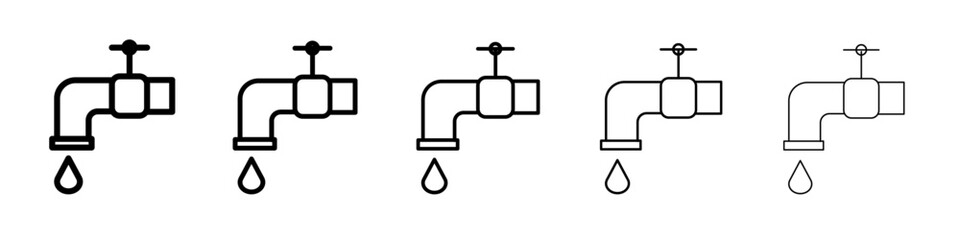 Faucet tap water icon flat illustration set logo
