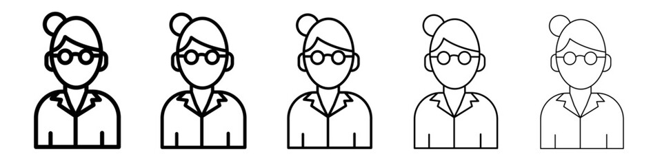 Female Teacher icon flat illustration set logo