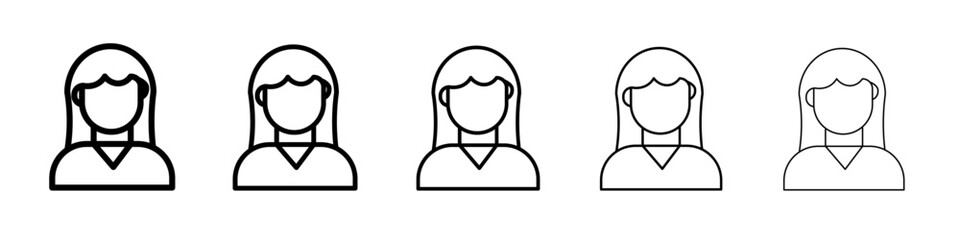 Female Avatar icon flat illustration set logo