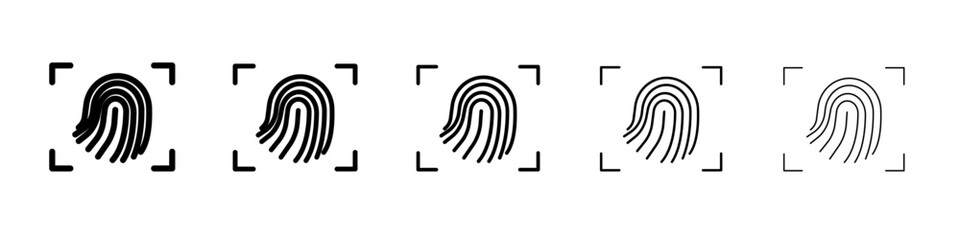 Fingerprint icon flat illustration set logo