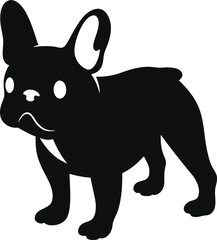 Fototapeta premium Bouncing French Bulldog Silhouette: A Lively Outline of the Compact Canine in a Playful Leap, Ideal for Capturing Energetic Charm and Unique Breed Form on White Background.