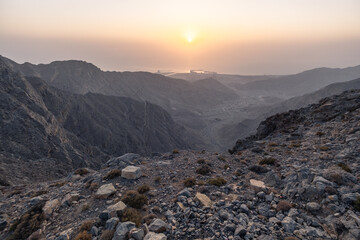 Majestic Sunrise Over Rocky Hajar Mountains , Jebel Jais ,Ras Al Khaimah, UAE