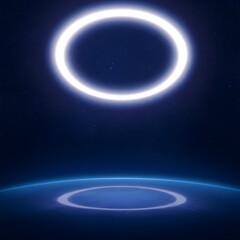 Fototapeta premium Abstract Digital Ring of Light Floating Above a Futuristic Platform