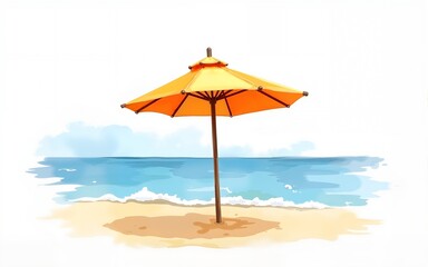 PNG Beach umbrella watercolor art architecture. High quality