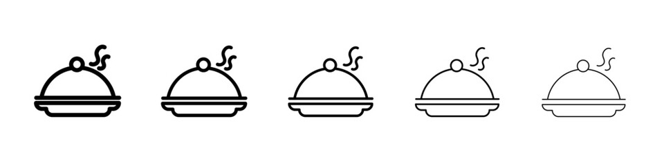 Food Tray and Cover icon flat illustration set logo