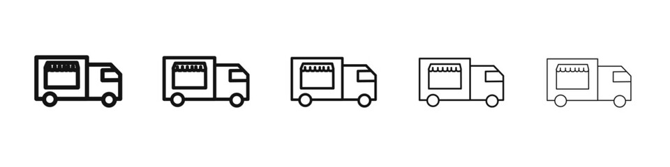 Food truck icon flat illustration set logo
