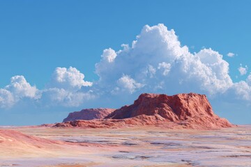 Dramatic Desert Landscape with Red Rock Formation