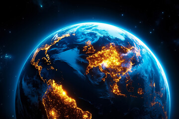 Obraz premium A view of the earth at night from space