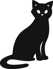 Curious Scottish Fold Cat Silhouette: A Unique Outline of the Owl-Like Feline Looking Attentively, Perfect for Depicting Distinctive Charm and Gentle Curiosity on a Clean White Canvas.