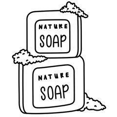 Hand drawn outline coloring Handmade nature soap Illustration