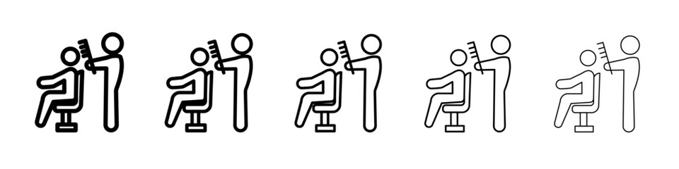 hairdresser at work icon flat illustration set logo