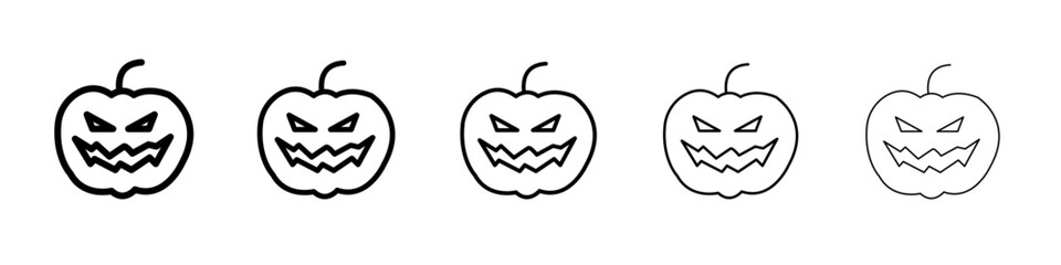 Halloween pumpkin icon flat illustration set logo