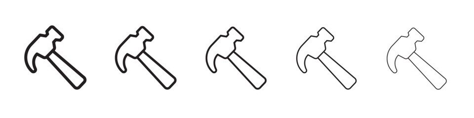 Hammer icon flat illustration set logo