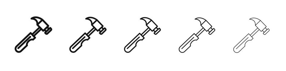 Hammer icon flat illustration set logo