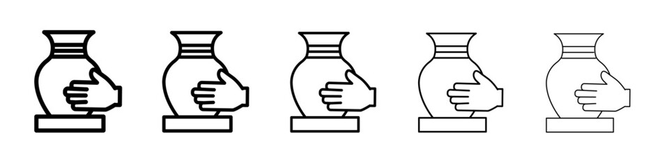 Handmade pottery icon flat illustration set logo