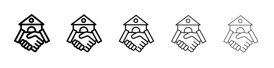 hands home deal icon flat illustration set logo