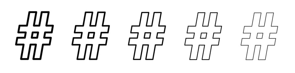Hashtag icon flat illustration set logo