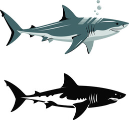 Naklejka premium Shark silhouette vector illustration vector white background.