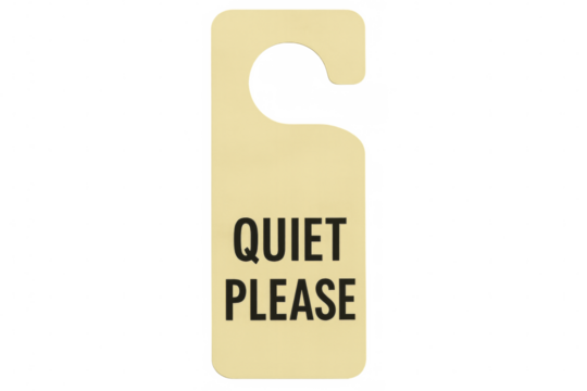 Quiet please door hanger sign asking for silence with transparent background - Powered by Adobe