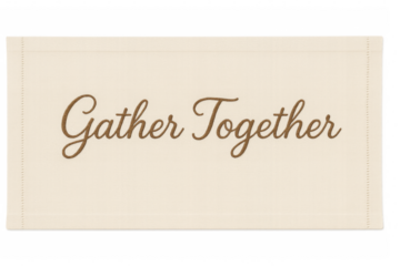 Gather together banner inviting people celebrating thanksgiving holiday