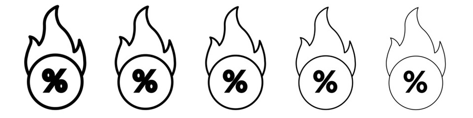 Hot deal icon flat illustration set logo