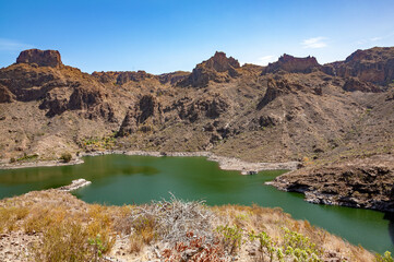 Lake Embalse de Soria, Island Gran Canaria, Canary Islands, Spain, Europe.