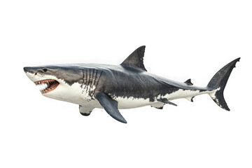 Great white shark image, predator of the ocean, marine animal, dangerous fish stock photo, underwater wildlife, apex predator, isolated on transparent background