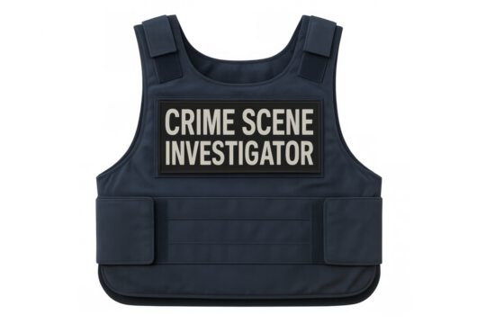 Crime scene investigator vest on transparent background